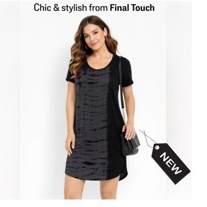 NWT Final touch gray black tie dye Dress size small